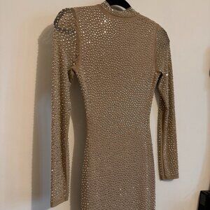 City Lux boutique Nude & Rhinestone midi dress